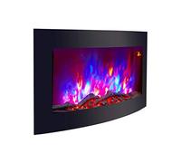 2026 TRUFLAME 89.2CM WIDE CURVED BLACK GLASS WALL MOUNTED ELECTRIC FIRES FIRE FIREPLACE WITH LOG FUEL EFFECT!