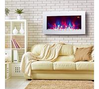 2026 TruFlame 89.2cm WIde Wall Mounted Arched White Glass Electric Fire with Pebble Effect and 7 colour Side LEDs
