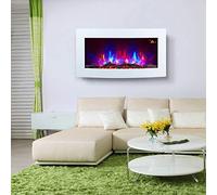 2026 TruFlame 89.2cm Wide Wall Mounted White Arched Glass Electric Fire with Log Effect Electric Fire and GLOW Side LEDs!