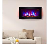 2026 Truflame™ 89Cm Wide Wall Mounted Curved Black Glass Electric Fire With Glow Sides And Logs