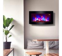 2026 Truflame™ 89Cm Wide Wall Mounted Curved Black Glass Electric Fire With Logs