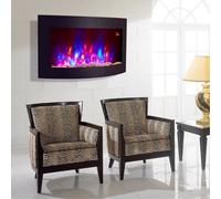 2026 Truflame™ 89Cm Wide Wall Mounted Curved Black Glass Electric Fire With Pebbles