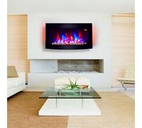 2026 Truflame™ 89Cm Wide Wall Mounted Curved Black Glass Electric Fire With Pebbles And Glow Effect