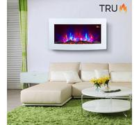 2026 Truflame™ 89Cm Wide Wall Mounted Curved White Glass Electric Fire With Logs And Glow Effect