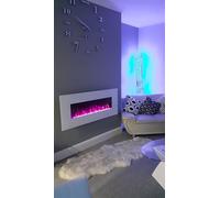 2026 TruFlame PREMIUM PRODUCT TruFlame 50inch White Wall Mounted Electric Fire with 10 colour Flames and side LEDs (Pebbles, Logs and Crystals)!