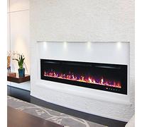 2026 TruFlame PREMIUM PRODUCT TruFlame 72inch Black Wall Mounted Electric Fire with 3 colour Flames and can be inserted (Pebbles, Logs and Crystals)