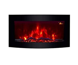 2026 TruFlame Wall Mounted Arched Glass Electric Fire with Log Effect and 7 colour side LEDs (89.2cm wide)