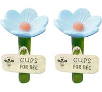 2026 Two-pack Bee Drinking Cups, Garden Flower Bee Cups, Flower-shaped Resin Material, Suitable for Birds, Insects, and Butterflies, Outdoor Garden Lawn Terrace Outdoor Drinking Cups (Blue)