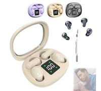 2026 Ultra Mini 2-Pack Bluetooth Earbuds, Mini Sleep in-Ear Earbuds for All Type Ears, Invisible Short-Stem Design for Side Sleepers & Sports, Waterproof with Mic (Beige)