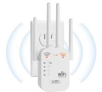 2026 Ultra WiFi Extender Booster - 9800 Sq.Ft Coverage for 40+ Devices, Dual Band Signal Amplifier with 4 Antennas, Plug & Play Setup, Ethernet Ports for Home & Office - UK Plug (White 1200M)