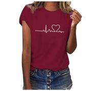 2026 Unisex Printed Pattern Fashion Solid Color Short Sleeve T Shirt, Wine Red, L