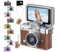 2026 Update Mini Digital Camera with 1.47 in LCD Screen 1080P，Vintage camera with Flip Screen, Keychain Digital Cameras with 32/64/128 GB Card, Built-in Flash, Strap and Keychain (32GB,Brown)
