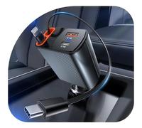 2026 Updated 78W Retractable Car Charger,4-in-1 Car Charger with 2.6ft Dual USB-C & Lightning Cables,2 Ports Car Accessories Fast Charging,Fast Phone Charger for iPhone 17/16/15, Samsung,Galaxy, Pixel