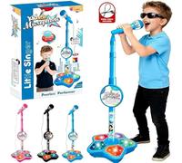 2026 Upgate kids karaoke machines, Kids Microphone and Stand Adjustable, Kids Karaoke Sing Musical Toy with Stand & Bluetooth, 5 Colorful LED Lights For Girls Boys Party Pastime (Blue)