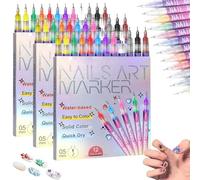 2026 Upgrade 12 Colors Nail Art Pens Set, DIY Quick Dry Graffiti Dotting Point Liner Pens, Nail Art Markers for Gel Nails, 3D Nail Polish Pens for Painting, Nails Art Drawing Tool (3 set)