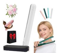 2026 Upgrade 2-in-1 Mini Curling Iron,2in1 Mini Curling Iron Cordless,Mini Curling Tongs for Short Hair,Portable USB Plug-in Small Ceramic Iron,for Short and Long Hair, Heats Up Fast (White)