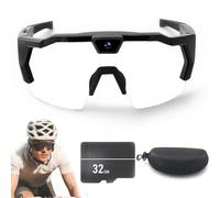 2026 Upgrade 4K HD Video Camera Baseball Glasses with - 32/64 Memory Smart Recording Sunglasses, Bluetooth Audio & Phone Connect, Non-Slip Silicone for Action Sports (Transparent,32GB)