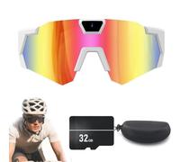 2026 Upgrade 4K HD Video Camera Baseball Glasses with - 32/64 Memory Smart Recording Sunglasses, Bluetooth Audio & Phone Connect, Non-Slip Silicone for Action Sports (Colorful-B,32GB)