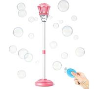 2026 Upgrade Automatic Bubble Machine for Kids Outdoor, Rechargeable Stand Bubble Maker Torch with Light Music, Adjustable Bubble Torch Garden Lamp for Outdoor Party Wedding Garden Patio (pink)