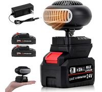 2026 Upgrade Battery Powered Heater, Portable Electric Car Heater, Battery Powered Space Cordless Heaters, Long Lasting Quiet, for Indoor, Cars, Office, Quiet Long Heating (24V,2 Batteries)