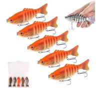 2026 Upgrade Bionic Swimming Lure, Multi-Jointed Swimbait for Freshwater & Saltwater, Swimbait Fishing Lures for Bass Trout, 3D Bionic Swimming Bait Swims Like A Real Injured Fish (A,5PCS)