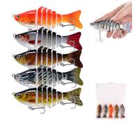 2026 Upgrade Bionic Swimming Lure, Multi-Jointed Swimbait for Freshwater & Saltwater, Swimbait Fishing Lures for Bass Trout, 3D Bionic Swimming Bait Swims Like A Real Injured Fish (MIX,5PCS)