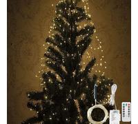 2026 Upgrade Cascading Twinkle Lights for Christmas Tree Waterfall Lights, 8 Modes 100-600 Christmas LED Firefly Twinkle String Lights Battery Powered (Warm Light,1m/3.28ft 20 Strips 200 Lights)