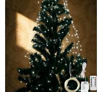 2026 Upgrade Cascading Twinkle Lights for Christmas Tree Waterfall Lights, 8 Modes 100-600 Christmas LED Firefly Twinkle String Lights Battery Powered (White Light,1m/3.28ft 20 Strips 200 Lights)