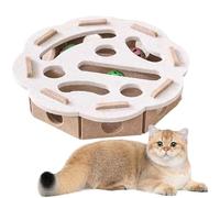 2026 Upgrade Cat Nail File Enrichment Box, 3 In 1 Felt Maze Cat Toys, Interactive Cats Nail File Scratch Enrichment Box, With Bell Ball & Sandpaper Inside, For Indoor Cats Claw Care (Round White)