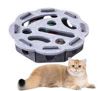 2026 Upgrade Cat Nail File Enrichment Box, 3 In 1 Felt Maze Cat Toys, Interactive Cats Nail File Scratch Enrichment Box, With Bell Ball & Sandpaper Inside, For Indoor Cats Claw Care (Round Gray)