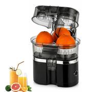 2026 Upgrade Dual-Head Automatic Citrus Juicer, One-Touch Electric Orange Squeezer with Built-in Cutter, 2-Speed Control & Efficient Pulp Separation, Detachable Design Easy to Clean (Black)
