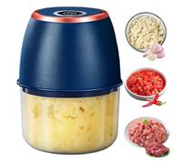 2026 Upgrade Electric Garlic Chopper, Food Processor, 350ml with 6 Stainless Steel Blades & Thickened Glass, Cordless Food Processor for Chili, Ginger, Nuts, Meat and Fruits (Blue)