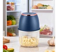 2026 Upgrade Electric Garlic Chopper Mini Food Processor, 350ml Cordless USB-C Mini Chopper with 6-Blade & Glass Bowl for Vegetables, Meat, Nuts, Baby Food - Portable Kitchen Gadget (Blue)