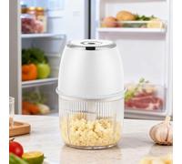 2026 Upgrade Electric Garlic Chopper Mini Food Processor, 350ml Cordless USB-C Mini Chopper with 6-Blade & Glass Bowl for Vegetables, Meat, Nuts, Baby Food - Portable Kitchen Gadget (White)