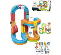 2026 Upgrade Electric Train Set Flexible Race Track, Electric Trainset, Flexible Race Car Magnetic Track Set, Gravity-Defying Building Toy Gifts for Kids Educational Gift (102pcs(2car))