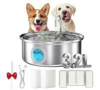 2026 Upgrade Fountain for Dogs, Ultra-Quiet Health and Happiness Fountain Kit with 2 Filters, Stainless Steel 3.2/7L(108/236oz) Dog Water Fountain for Large Dogs (Sliver, 3.2L)