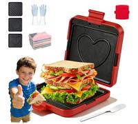 2026 Upgrade Microwave Toastie Maker, Wireless Microwave Grill, Microwaves Toastie Sandwich Maker with Removable Non-Stick Plates, Easy Cleaning, Dishwasher Safe (Red,Heart pattern)