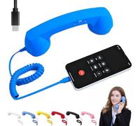 2026 Upgrade Retro Phone Handset, Retro Telephone Wired Handsets Style, Landline Style Receiver with HD Speaker & Mic, for All Cell Phones (Blue)