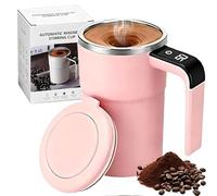 2026 Upgrade Self Stirring Mug, Electric Mixing Cup with LCD Temperature Display, Automatic Self Stirring Coffee Mug, Rechargeable Mixer Cup, Electric High Speed Mixing Cup for Coffee, Milk (Pink)
