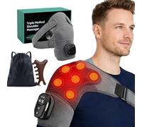 2026 Upgrade Triple Method Shoulder Massager, Cordless Rotator Cuff Shoulder Massager, with Heat, Kneading and Airbag Compression Wrap, 5 Heat Level, 4500mAh Battery for Neck and Trap Relief