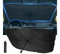 [2026 Upgrade] Windshield Sun Shade Umbrella, Foldable Car Front Window Sunshade with Titanium Silver Coating, Blocks UV Rays & Heat Insulation, Keeps Car Cool, Fits Sedan Truck Pickup SUV RV