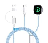 2026 Upgraded 2 in 1 for USB-C iPhone and Apple Watch Charger - imodomio USB C to USB C Dual Multi Charger Cable for iPhone 17/16/15/iPad/Airpods & iWatch Series 11/10/9/SE/Ultra 3 (Blue)