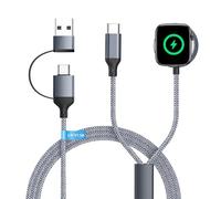 2026 Upgraded 2 in 1 for USB-C iPhone and Apple Watch Charger - imodomio USB C to USB C Dual Multi Charger Cable for iPhone 17/16/15/iPad/Airpods & iWatch Series 11/10/9/SE/Ultra 3 (Grey)