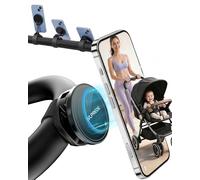 [2026 Upgraded] 3-in-1 Stroller Phone Holder for MagSafe with Folding Arm, Magnetic Phone Mount & Strap, Accessories for Mom on Stroller Walk or Strides, Fits Nuna, Doona, Graco, Wagon for iPhone 17