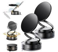 2026 Upgraded Ariseputup Phone Holder【78+LBS Strongest Suction Cup】360° Adjustable Vacuum Magnetic Phone Holder, Universal Dashboard Cell Phones Mount for Your Car for iPhone & Android (2Black)