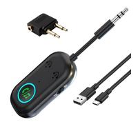 2026 Upgraded Bluetooth 5.3 Transmitter Receiver, 2-in-1 Dual Pairing Wireless Car Bluetooth Adapter, 3.5mm AUX Jack Audio Transmitter Compatible with 2 AirPods for TV, Airplane, Headphone, Speaker