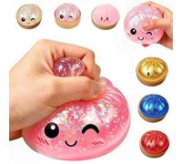 2026 Upgraded Bun Squeeze Stress Relief Ball with Steamer Box for Stress Relief, Glitter Dumpling Mystery Box,Squeeze Dough Ball Stress Relief Hand with Food Steamer, Relaxation Gift(Glitter Pink)
