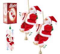 2026 Upgraded Climbing Santa Claus on Rope, Electric Climbing Santa Claus Toy with 3 Modes, Secure Tree Hook & Reinforced White PVC Case, Heartwarming Holiday Decoration Gift (2 PC)