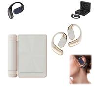 2026 Upgraded Ear Buds Dual Fold, 2026 Upgraded Open Ear Wireless Dual Fold Bt Earbuds, Noise Cancelling Sport Earphones for Running for Running, Working, Studying (Beige)