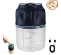 2026 Upgraded Electric Garlic Chopper 320ML Mini Food Processor, 6 Stainless Steel Blades, USB Rechargeable Portable Cordless Veggie Vegetable Onion Nut Meat Grinder, One blue Six blades & egg beater